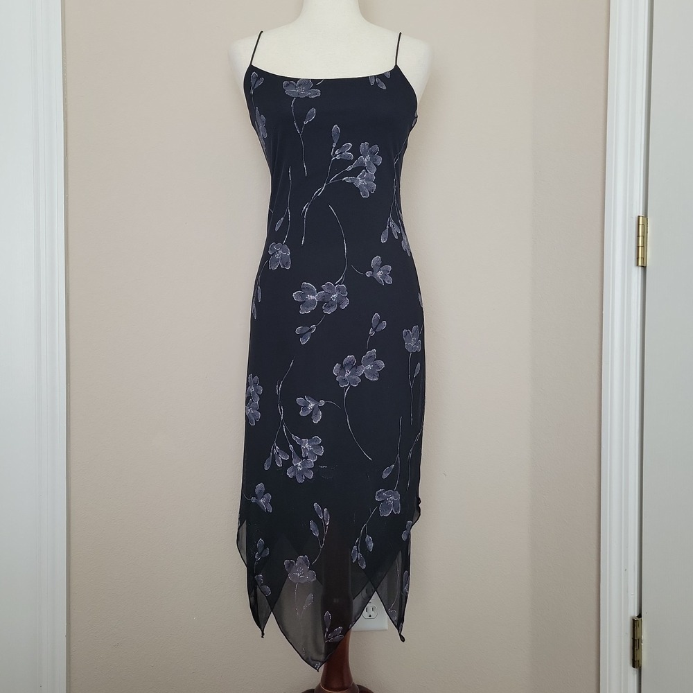 Vtg Byer Too! Slip Dress Sz S Floral Handkerchief Hem Whimsigoth Fairy 90s Y2K
